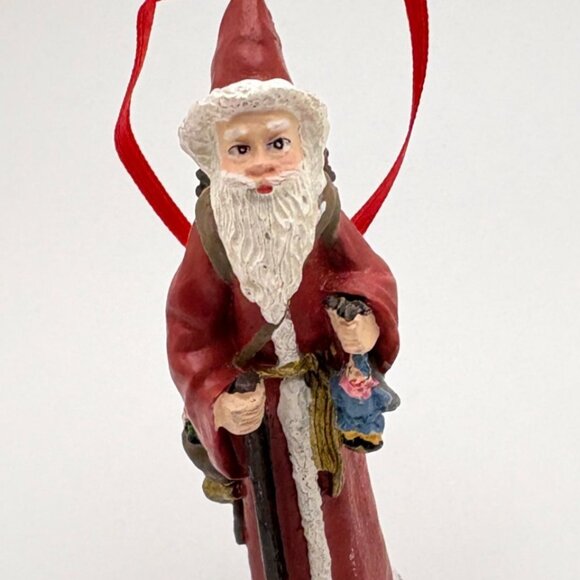 Vintage Santa Claus Christmas Tree Ornament Jolly Old St Nick Toy Sack - Picture 8 of 8